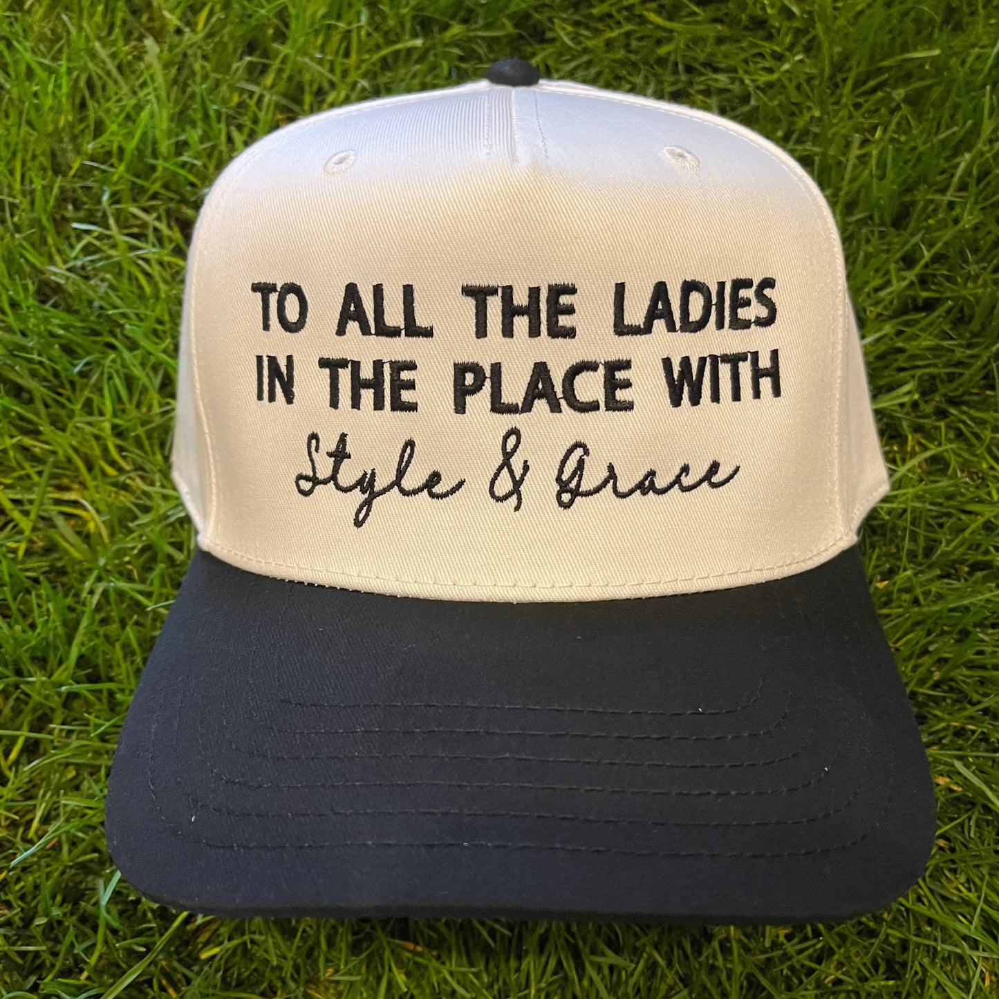 Style & Grace Classic Trucker Hat | Black & White