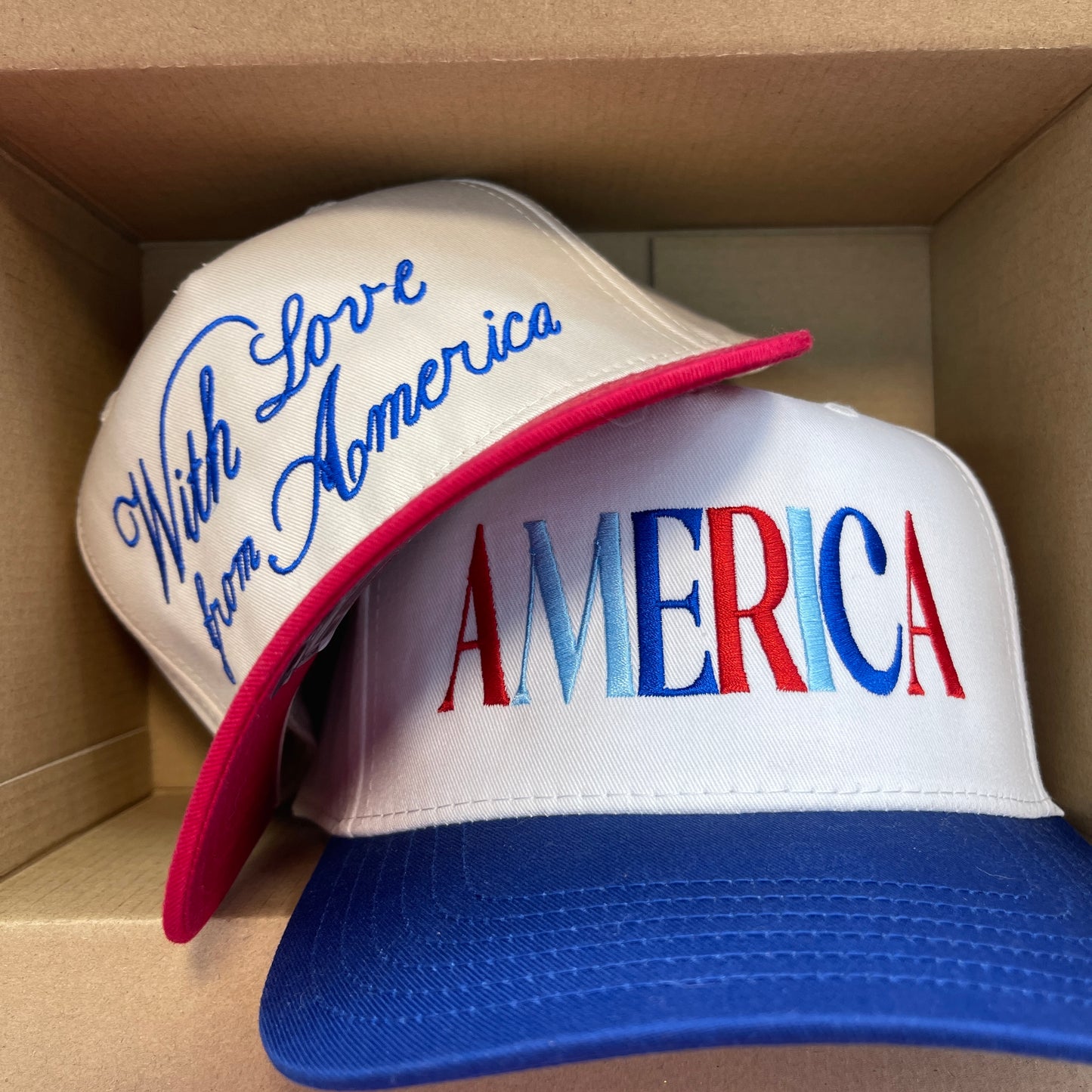 America Canvas Trucker Hat | Royal/White