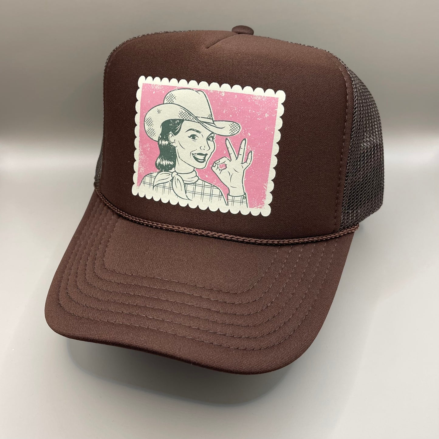 Okay Cowgirl Trucker Hat | Brown