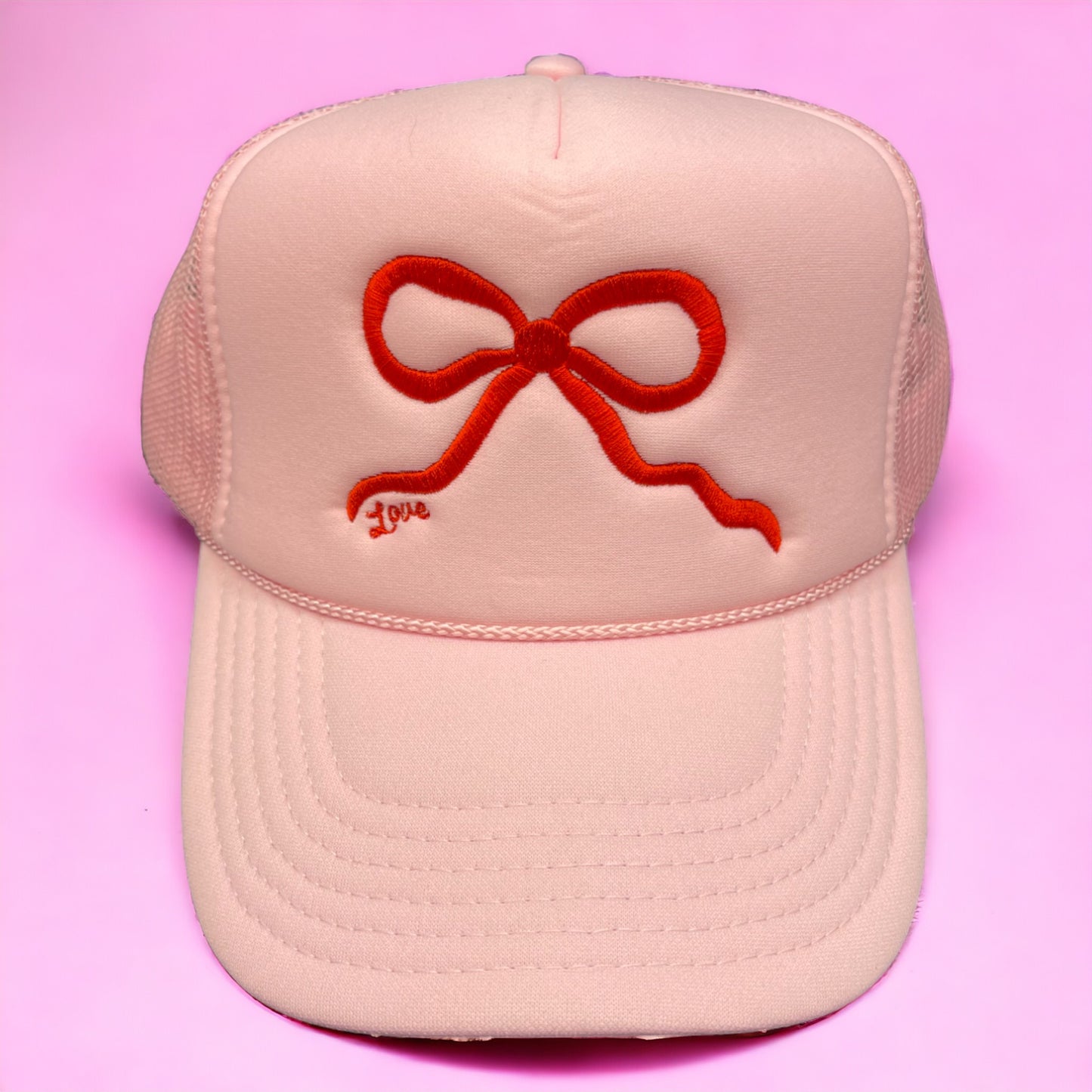 Love Bow Trucker Hat | Soft Pink