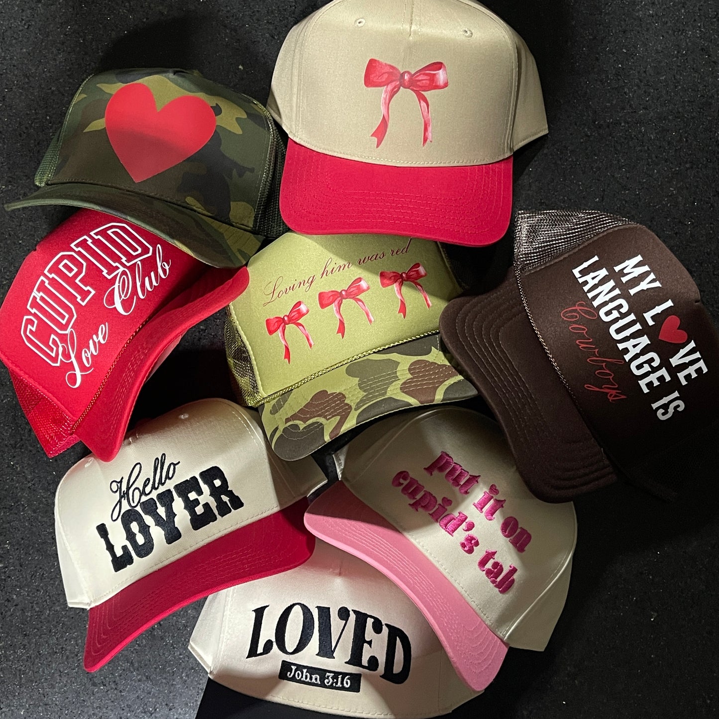 Hello Lover Classic Trucker Hat | Red/Tan