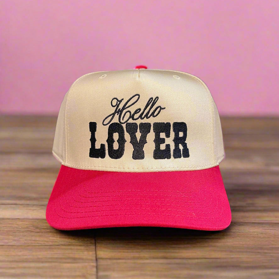 Hello Lover Classic Trucker Hat | Red/Tan