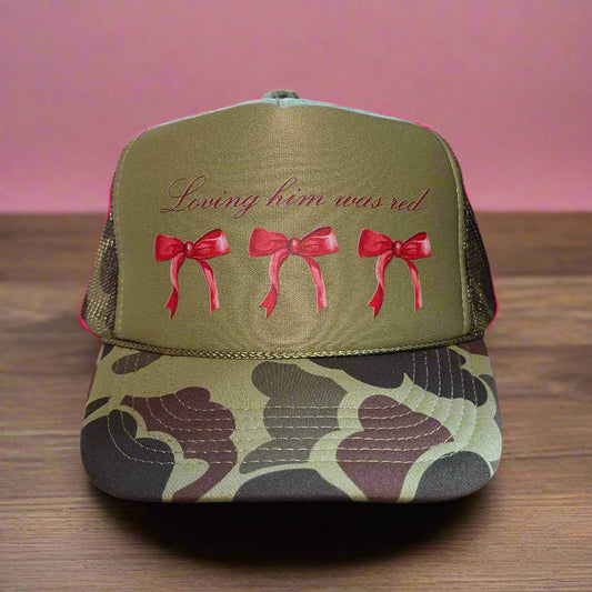 Loving Him Was Red Foam Trucker Hat | Camo/Loden