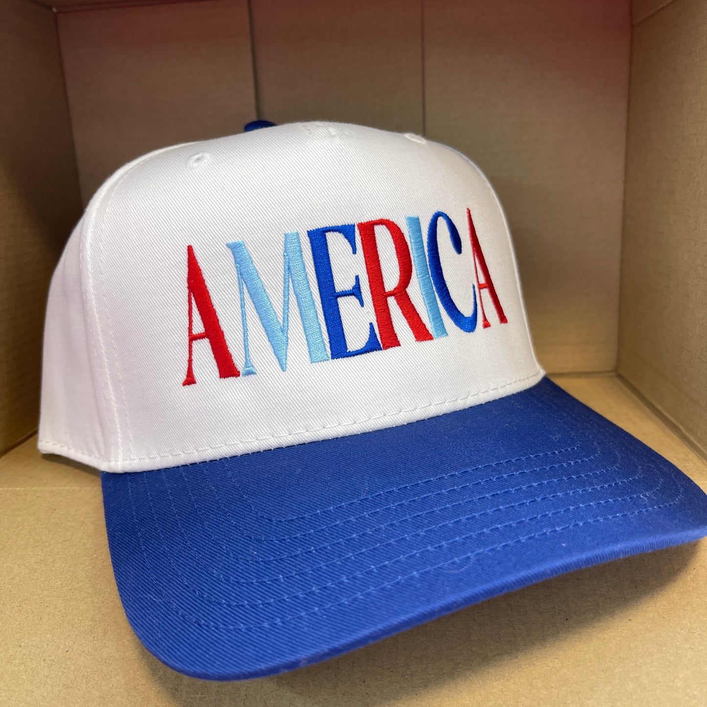 America Canvas Trucker Hat | Royal/White