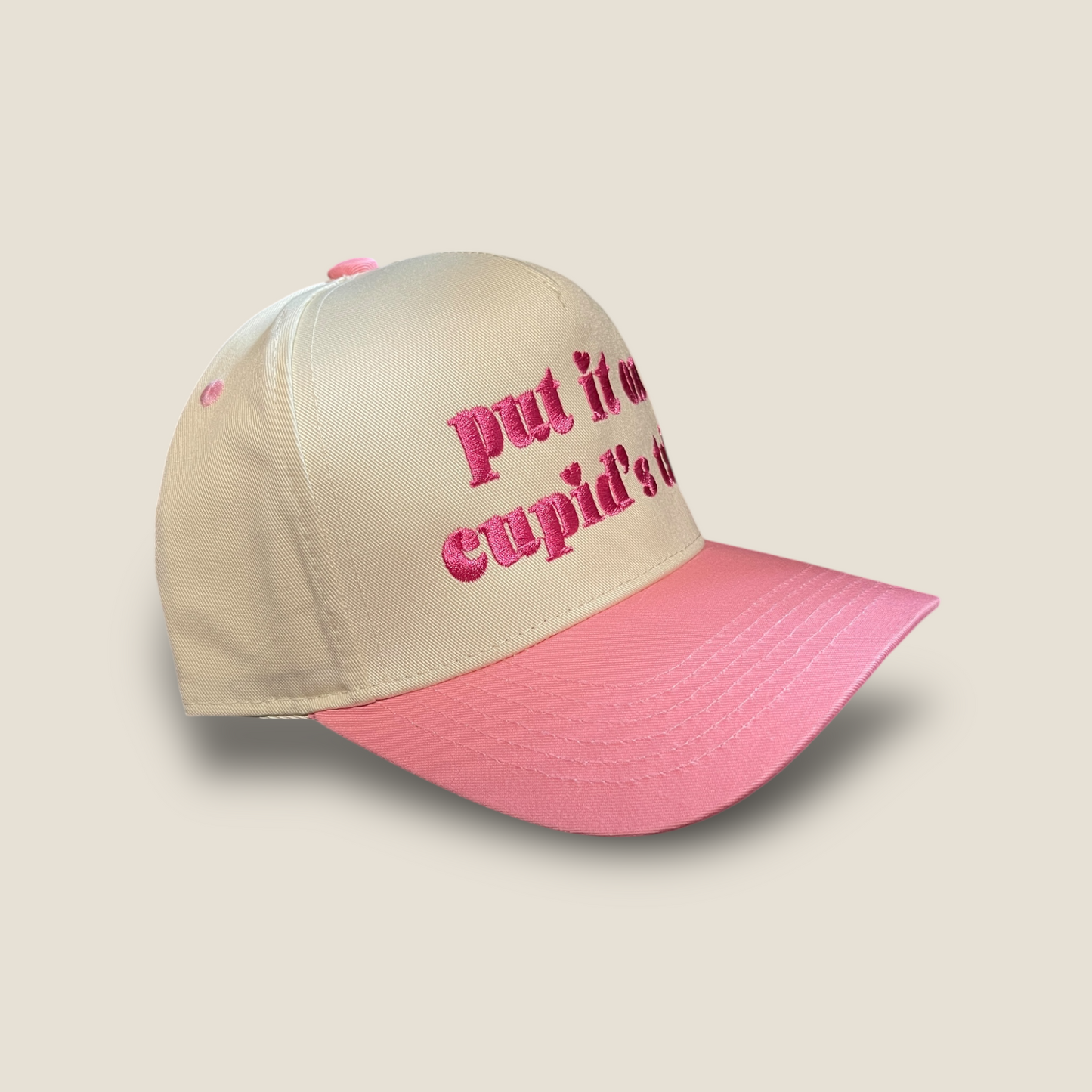 Cupids Tab Classic Trucker Hat | Pink/Tan