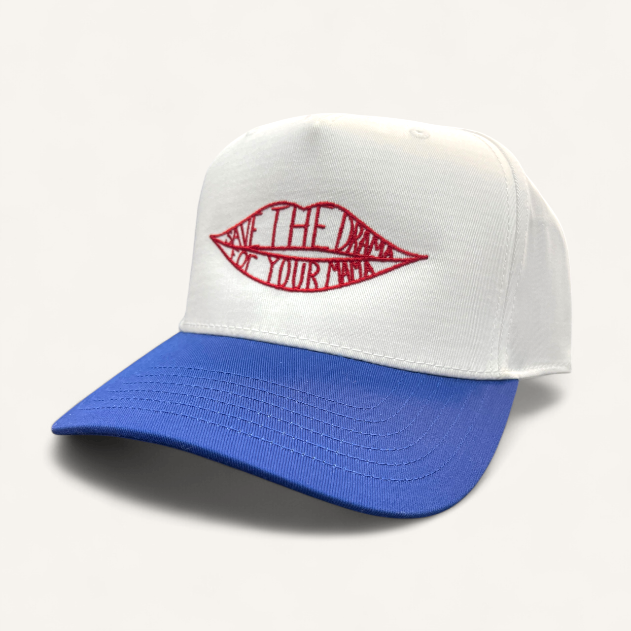 Save the Drama Canvas Trucker Hat | Royal/White