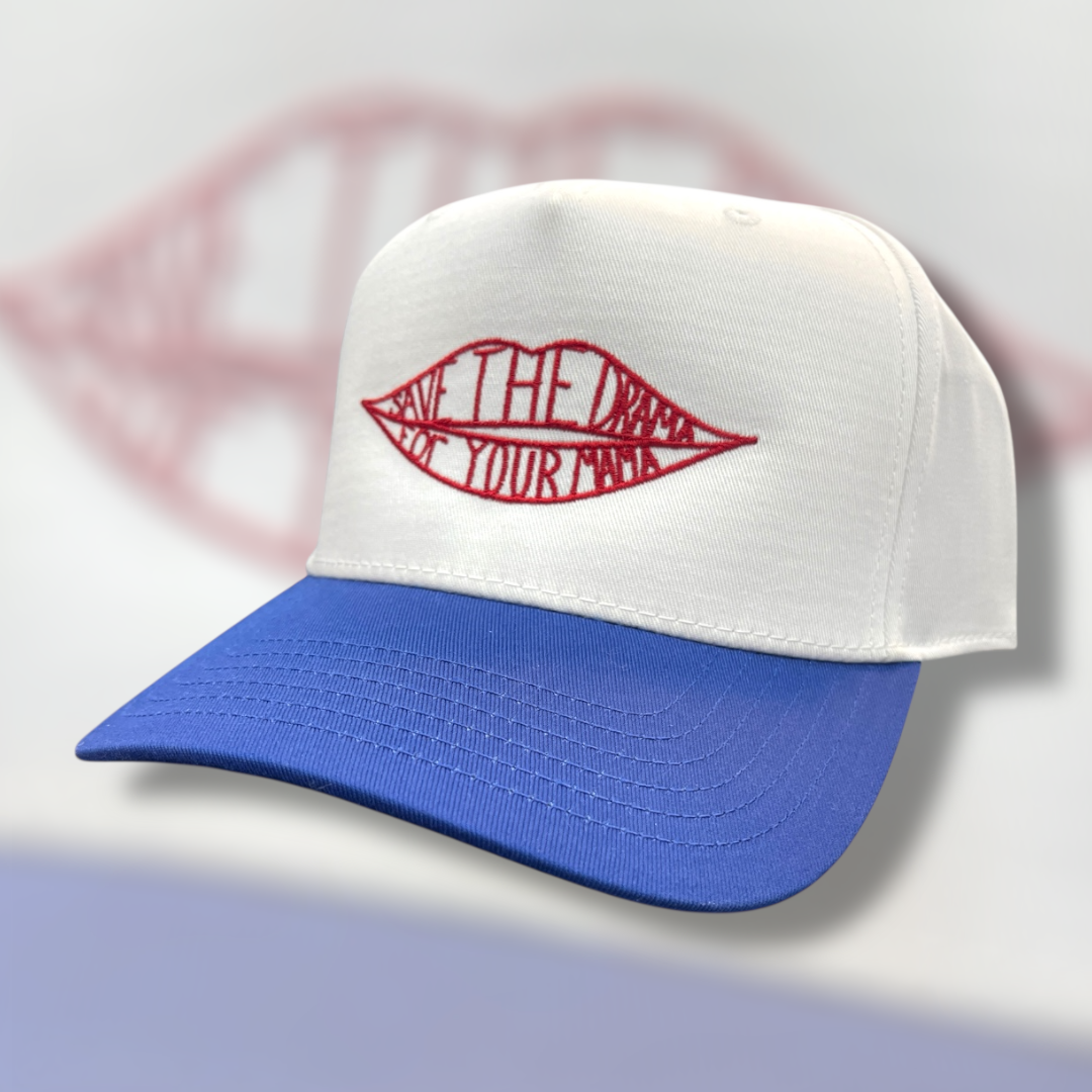 Save the Drama Canvas Trucker Hat | Royal/White