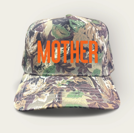 Mother Canvas Trucker Hat | Embroidered | Camo/Orange